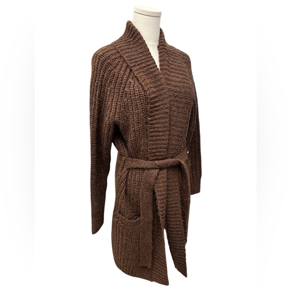 525 AMERICAN Sweater Coat Belt Brown Toasted Almond Knit Women Size XS $179 MSRP - Picture 4 of 11